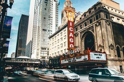 front view of chicago theater